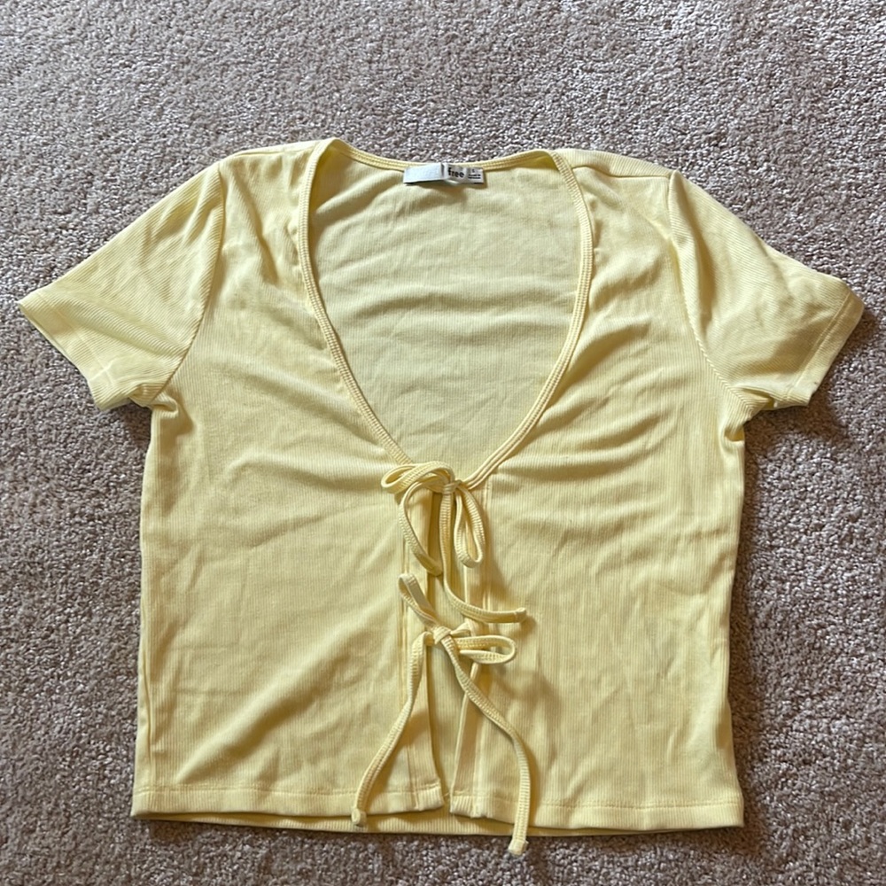 Aritzia Yellow Tie Top
